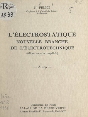 cover image of L'électrostatique, nouvelle branche de l'électrotechnique